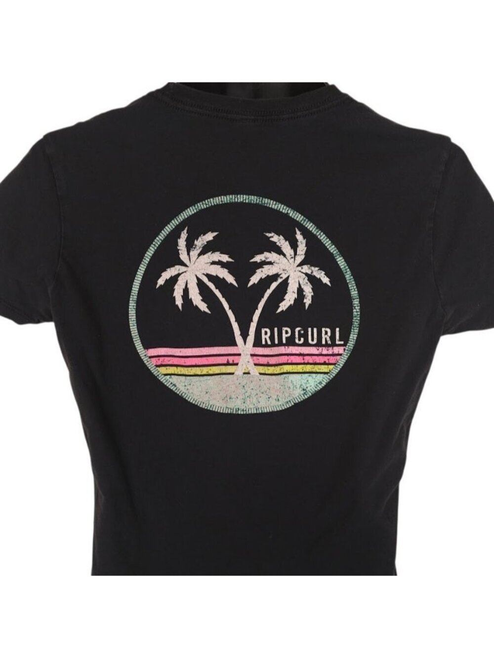 Rip Curl T Shirt Mens Size Small Black Surfer Palm Trees Tropical